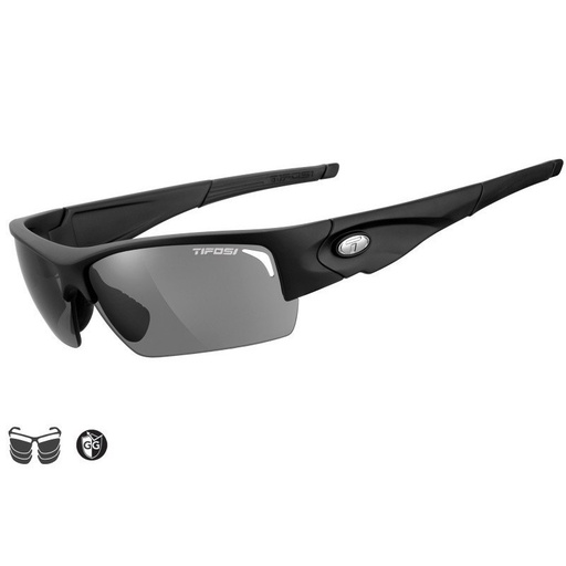 [TIF1090100101] Lunettes TIFOSI Lore noir mat, 3 écrans (Smoke / AC Red / Clear)